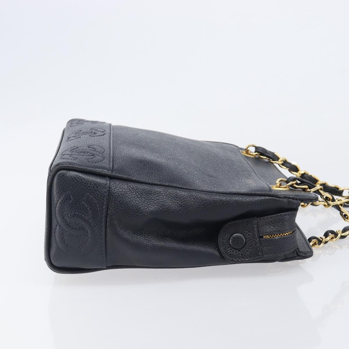 Chanel Vintage Zipped Chain Caviar, Black, Leather, Tote Bag