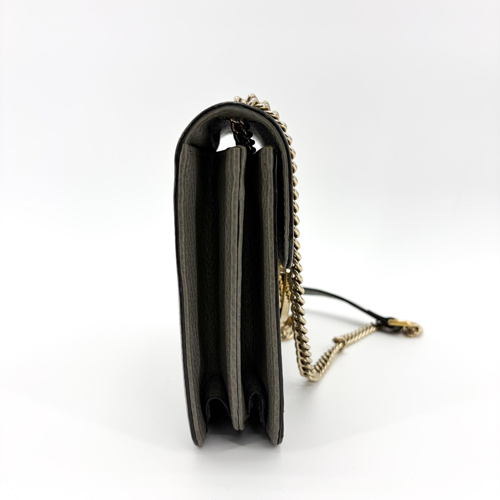 Gucci Interlocking Leather, Gold, Leather, Shoulder Bag