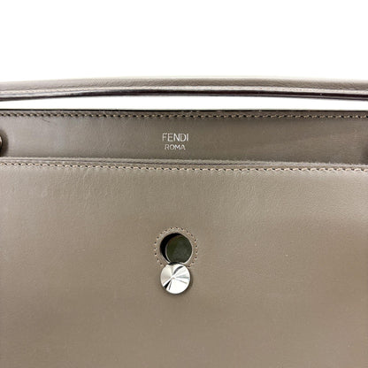 Fendi DotCom Convertible Satchel Leather, Gray, Leather, Handbag