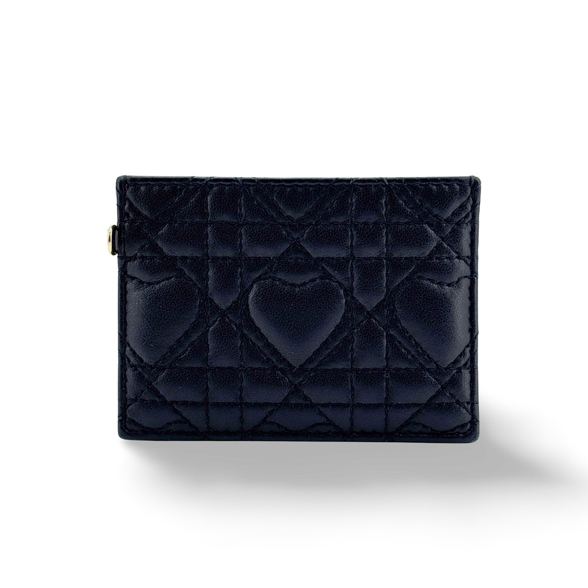 Christian Dior Lady Dior Card Holder Cannage Quilt Lambskin, Black, Leather, Card Holder