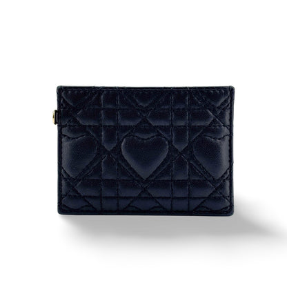 Christian Dior Lady Dior Card Holder Cannage Quilt Lambskin, Black, Leather, Card Holder