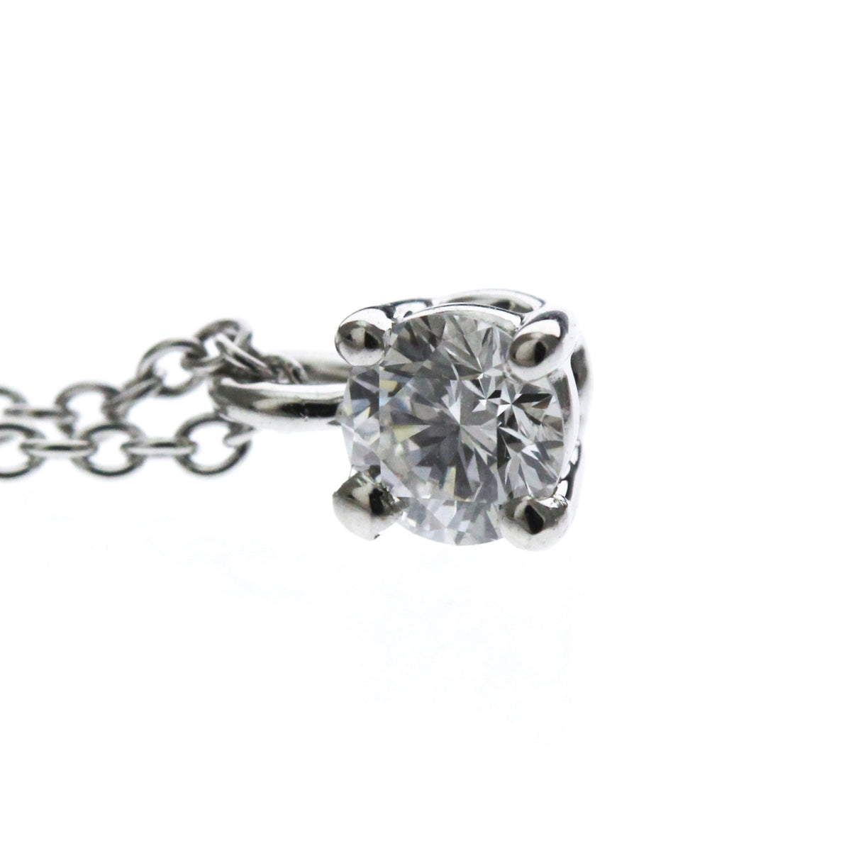 Tiffany & Co. Solitaire Pendant Platinum with Emerald Cut Diamond, Silver, Platinum, Necklace