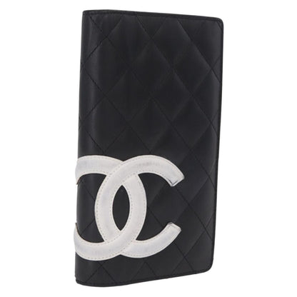 Chanel Cambon Bifold Quilted Calfskin, Black, Leather, Wallet
