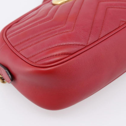 Gucci GG Marmont Matelasse Leather, Red, Leather, Shoulder Bag