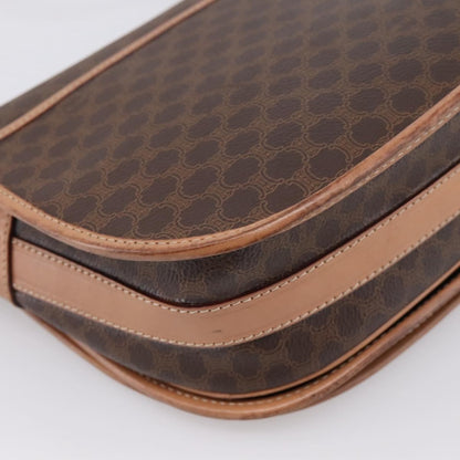 Celine Vintage Saddle Flap Macadam Coated Canvas, Brown, Canvas, Shoulder Bag