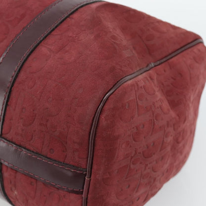 Christian Dior Boston Embossed Patent, Burgundy, Suede, Handbag