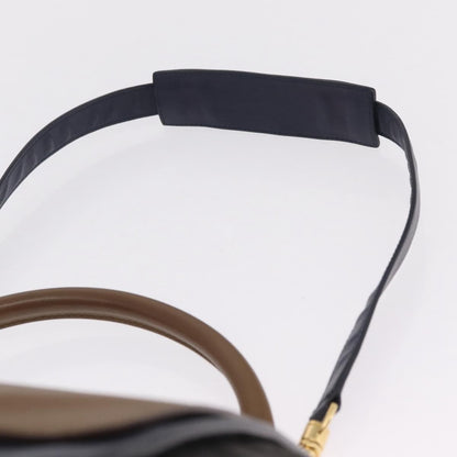 Celine Tricolor Trapeze Leather, Navy, Leather, Handbag