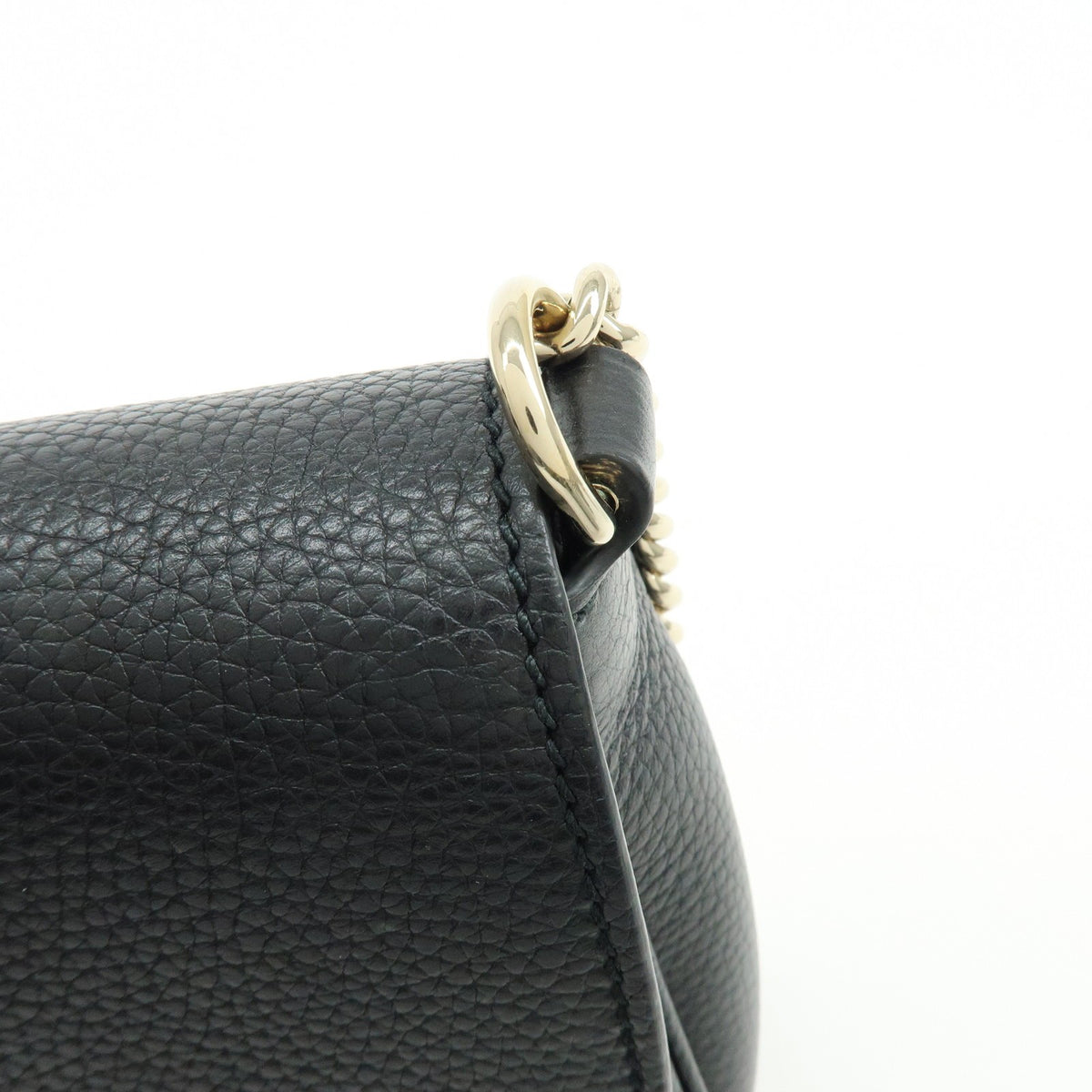 Gucci Soho Chain Leather, Black, Calfskin, Crossbody Bag