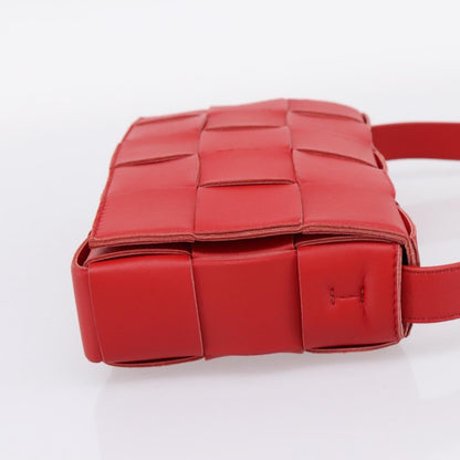Bottega Veneta Cassette Maxi Intrecciato Leather, Red, Leather, Crossbody Bag