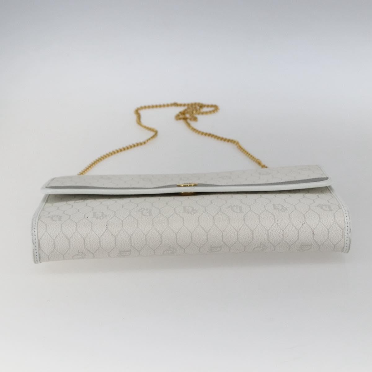 Christian Dior Vintage Honeycomb Canvas, White, Canvas, Shoulder Bag