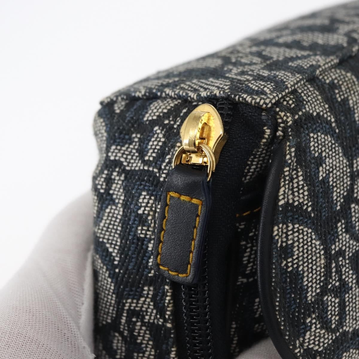 Christian Dior Saddle Zip Diorissimo Canvas, Blue, Canvas, Clutch