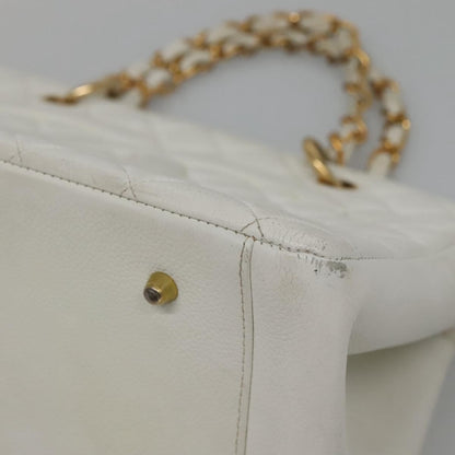 Chanel Vintage Grand Shopping Quilted Caviar, White, Leather, Tote Bag