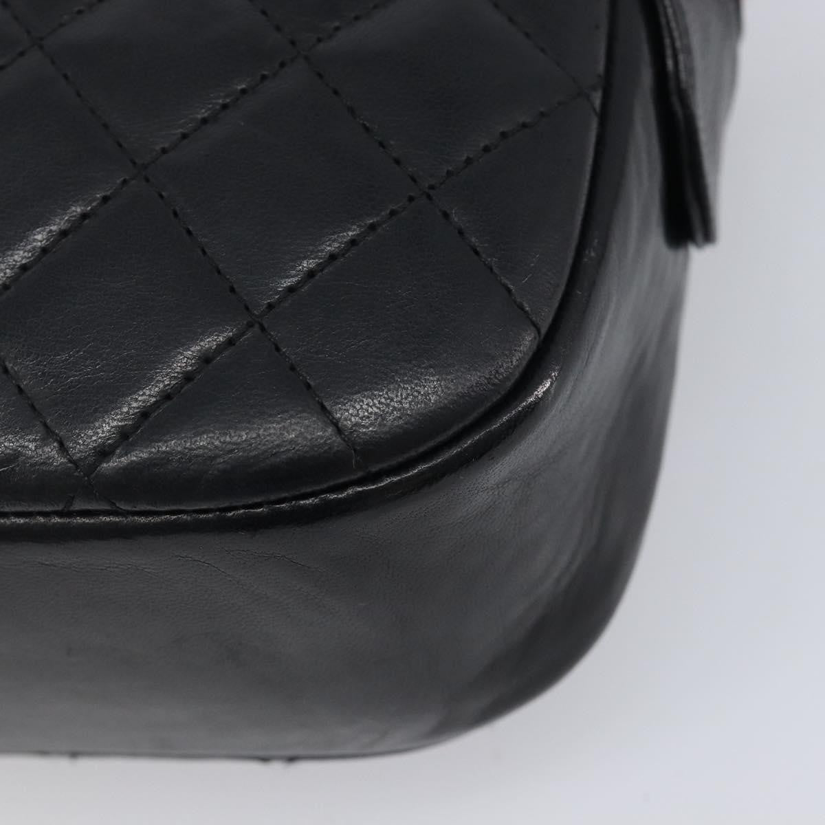 Chanel Vintage Front Pocket Camera Chevron Lambskin, Black, Leather, Handbag
