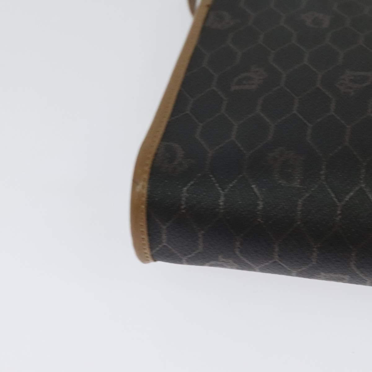 Christian Dior Vintage Honeycomb Flap Coated Canvas, Black, Canvas, Shoulder Bag