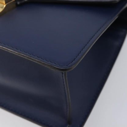 Gucci Sylvie Top Handle Leather, Navy, Leather, Handbag