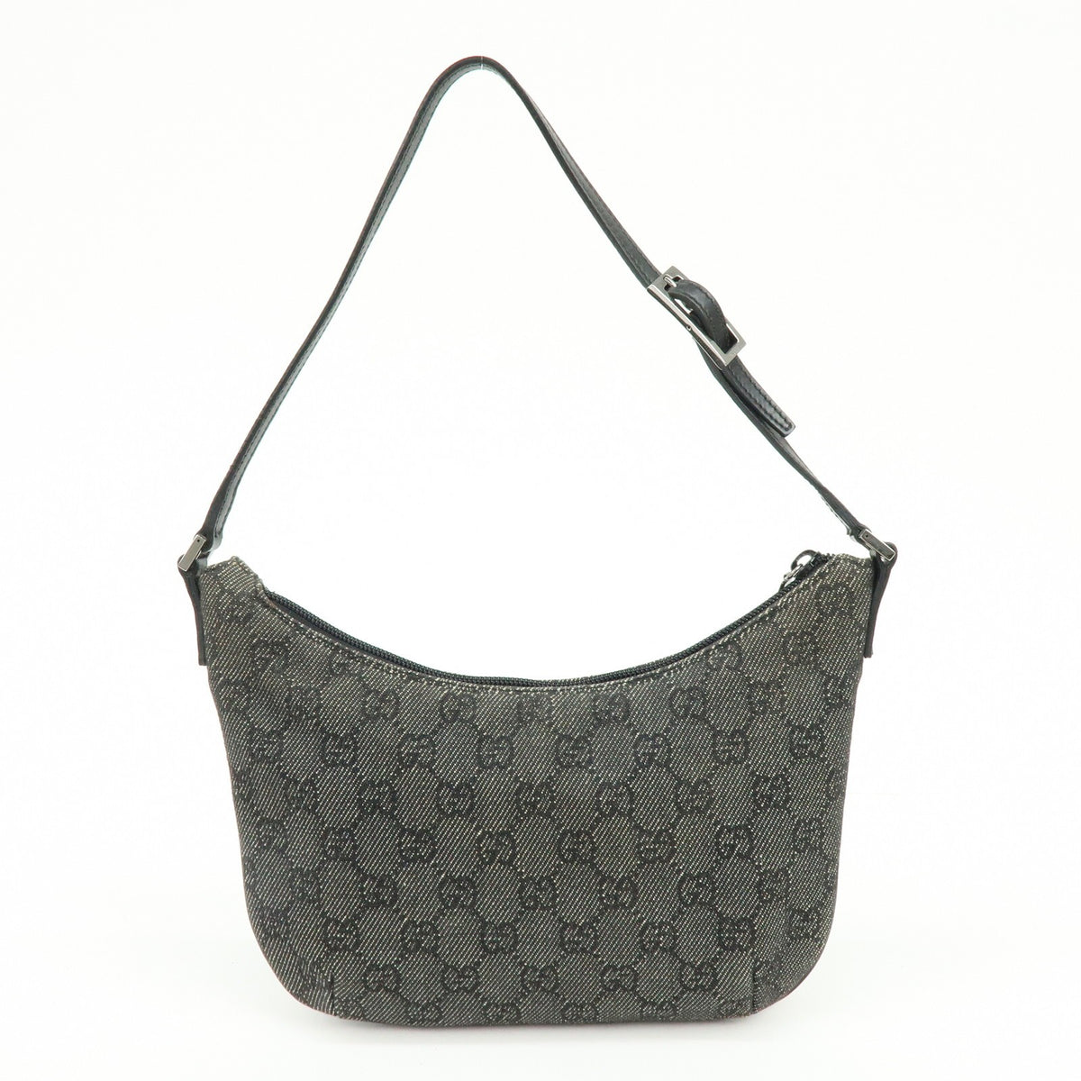 Gucci Horsebit Slim GG Denim with Leather, Black, Leather, Shoulder Bag