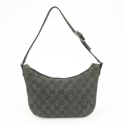 Gucci Horsebit Slim GG Denim with Leather, Black, Leather, Shoulder Bag