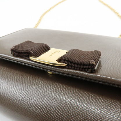 Salvatore Ferragamo Vara Bow Glitter, Brown, Leather, Crossbody Bag