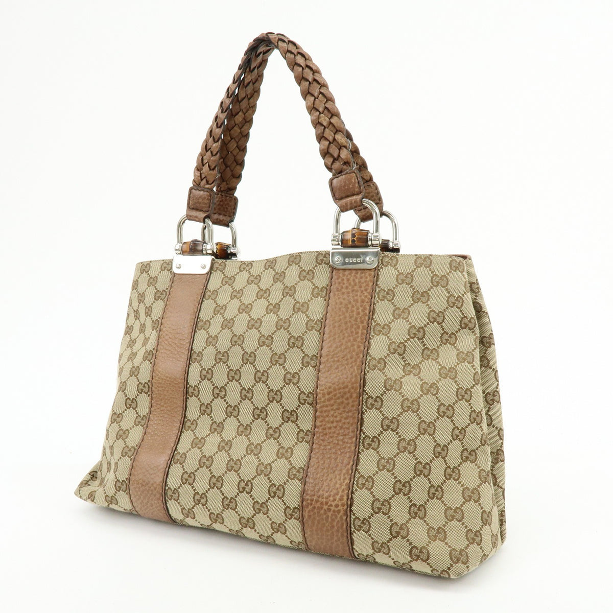 Gucci Bamboo Bar GG Canvas, Beige, Canvas, Shoulder Bag