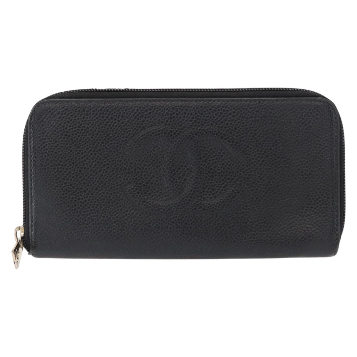Chanel CC Zip Around Wallet Stitched Lambskin, BLACK, LEATHER, Wallets