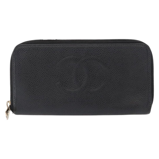 Chanel CC Zip Around Wallet Stitched Lambskin, BLACK, LEATHER, Wallets