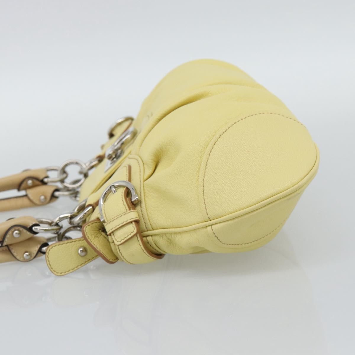 Salvatore Ferragamo Gancini Leather, Yellow, Leather, Handbag