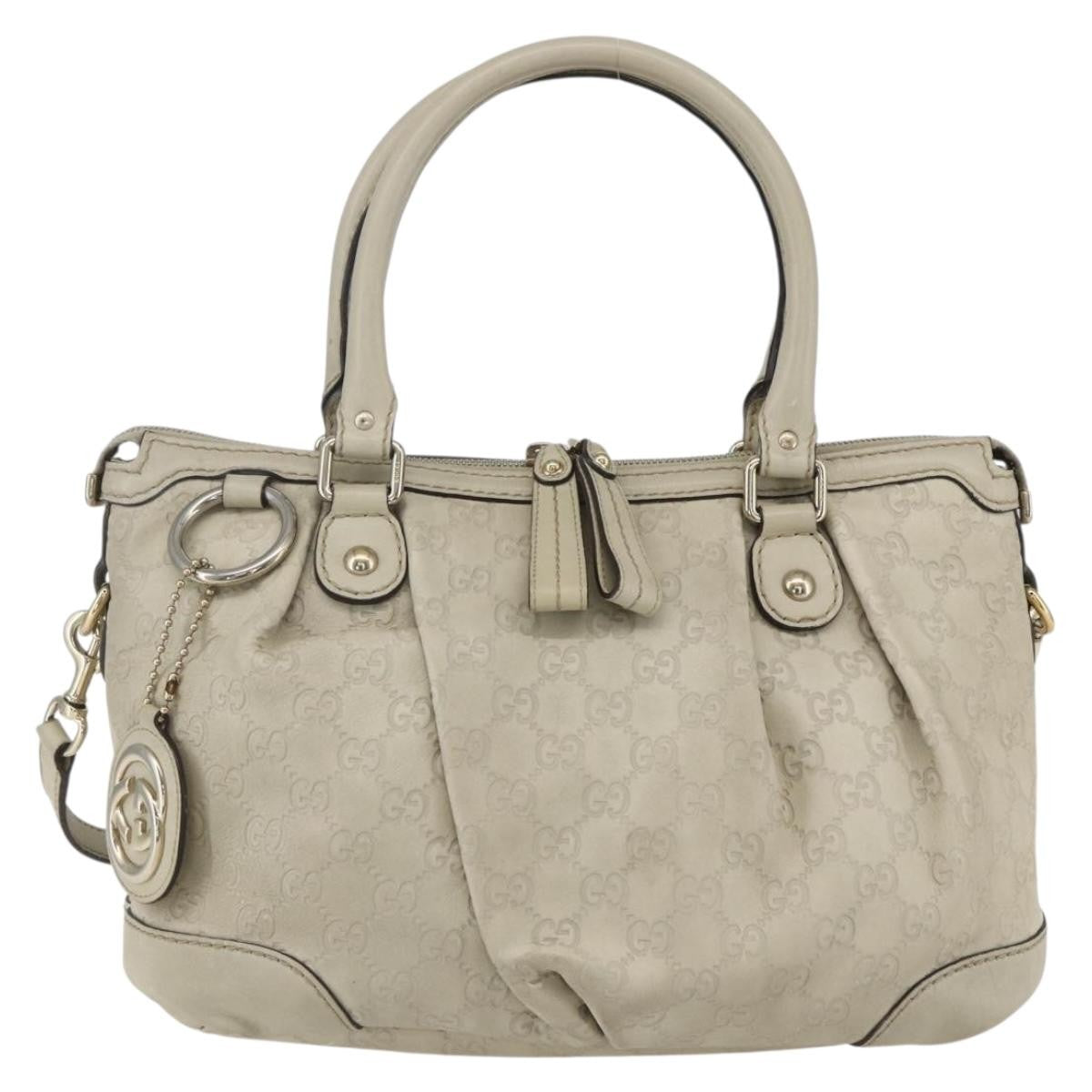 Gucci Sukey Top Handle Satchel Guccissima Leather, Ecru, Leather, Handbag