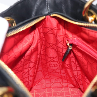 Christian Dior Vintage Lady Dior Cannage Quilt Lambskin, Black, Leather, Handbag