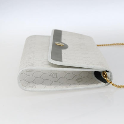 Christian Dior Vintage Honeycomb Canvas, White, Canvas, Shoulder Bag