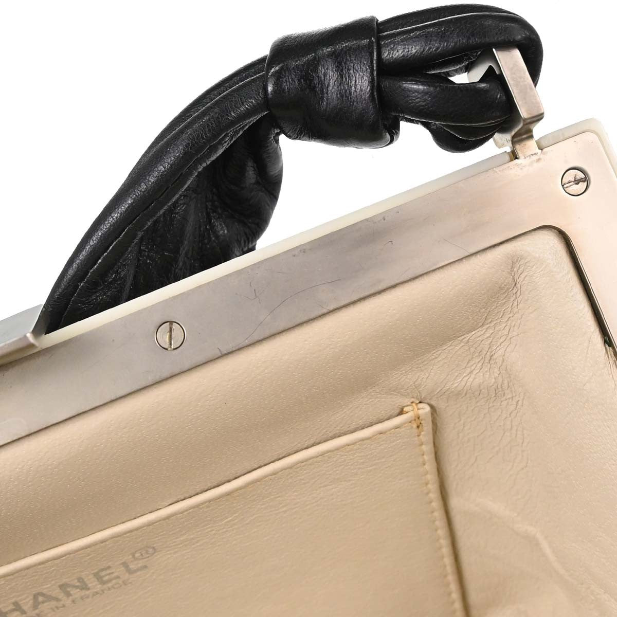 Chanel Chocolate Bar Frame Quilted Lambskin, Black, Leather, Shoulder Bag