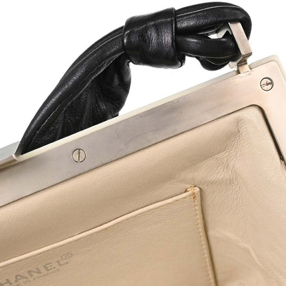 Chanel Chocolate Bar Frame Quilted Lambskin, Black, Leather, Shoulder Bag