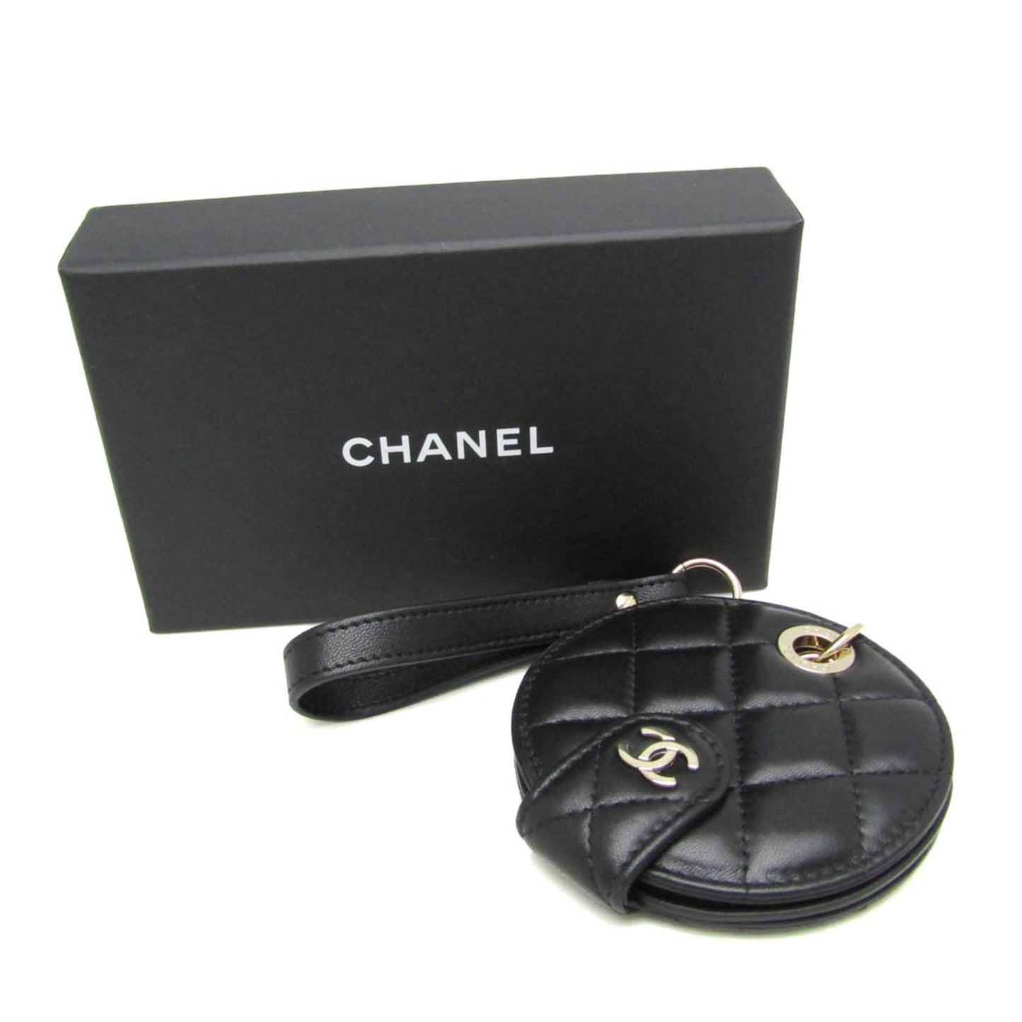 Chanel Name Tag Quilted Leather, Black, Leather, Charm