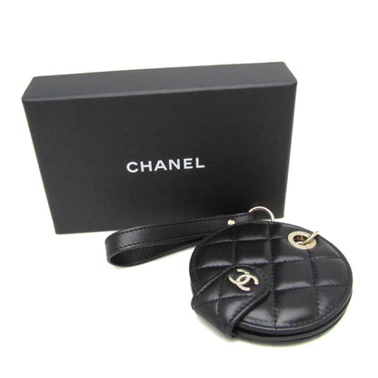 Chanel Name Tag Quilted Leather, Black, Leather, Charm