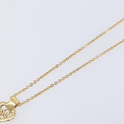 Christian Dior Logo Heart Pendant Metal, Gold, Metal, Necklace