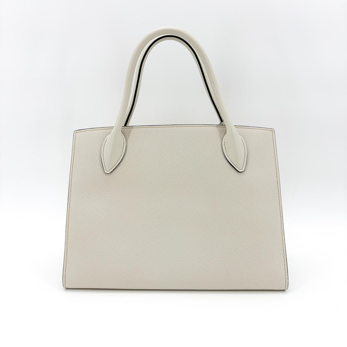 Prada Monochrome Saffiano with City Calf, White, Leather, Tote Bag