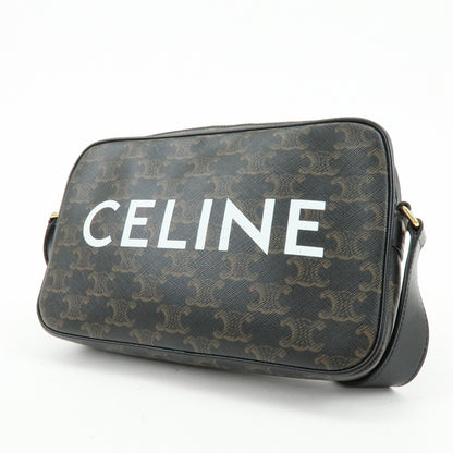 Celine Logo Messenger Triomphe Coated Canvas, Brown, Canvas, Handbag