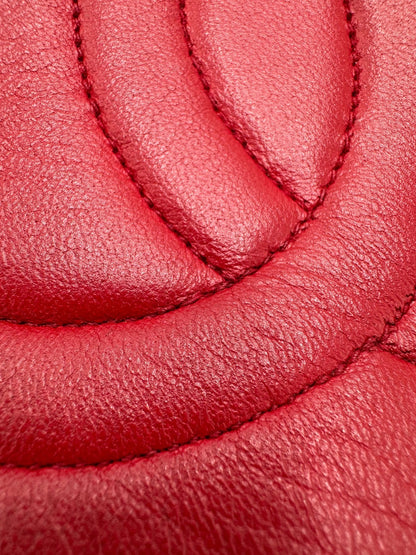Chanel Vintage Round Tassel Quilted Lambskin, Red, Leather, Shoulder Bag