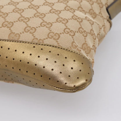 Gucci Zip Messenger GG Canvas with Perforated Leather, Beige, Canvas, Handbag