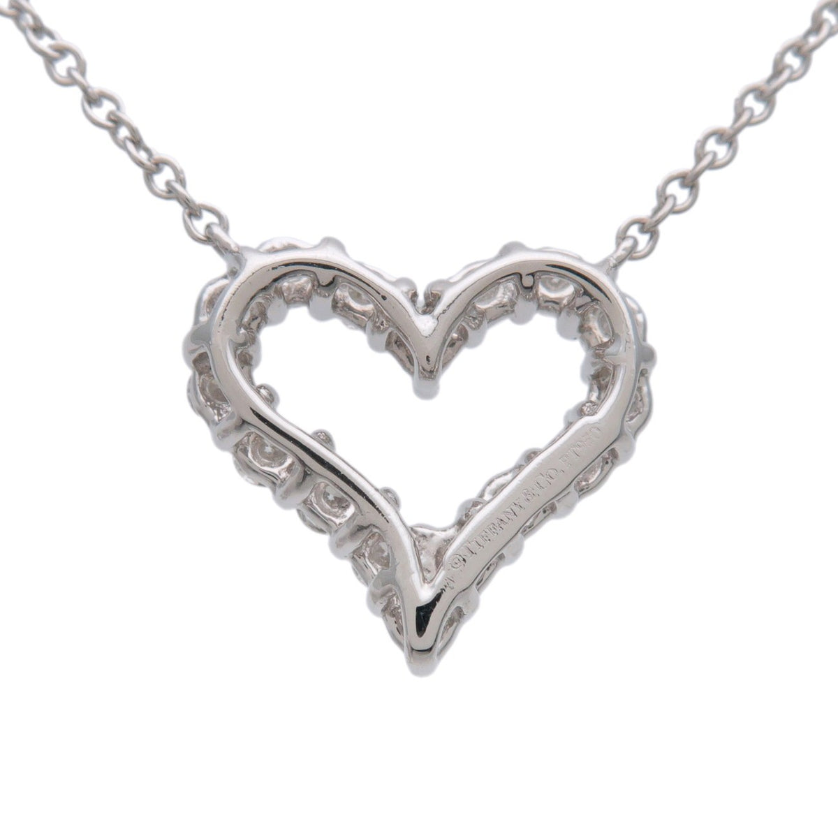 Tiffany & Co. Heart Pendant Platinum with Diamonds, Silver, Platinum, Necklace