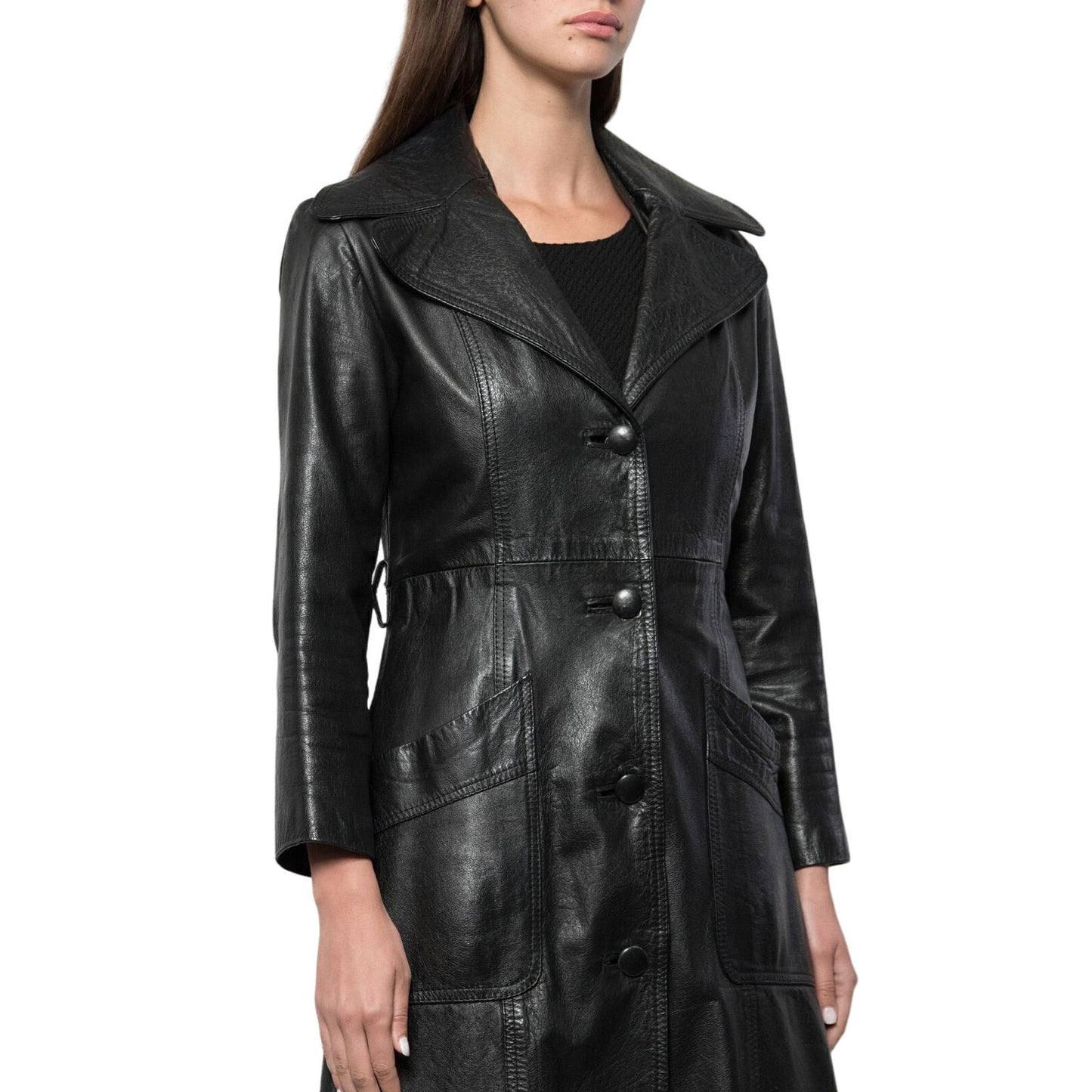 O & Z Midi Coat 10 US Black Leather