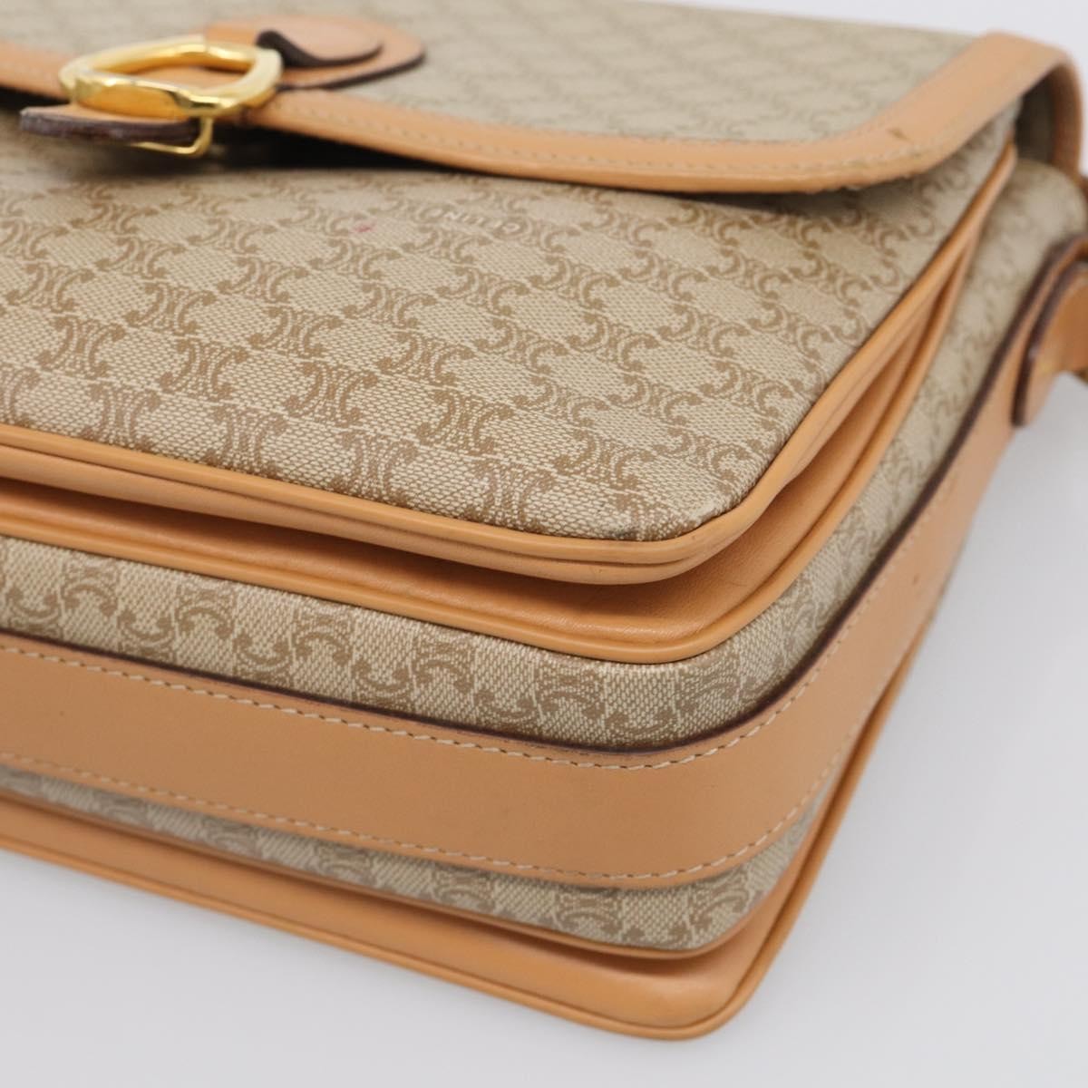 Celine Macadam Shoulder Canvas, Beige, Canvas, Crossbody Bag