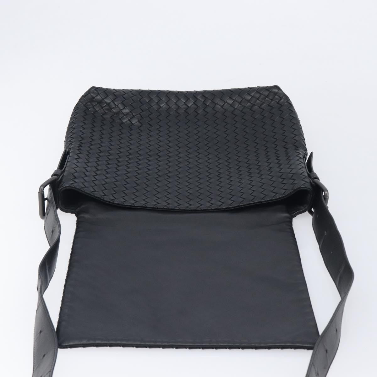 Bottega Veneta Square Flap Messenger Intrecciato Nappa, Black, Leather, Handbag
