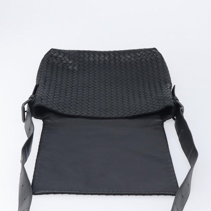 Bottega Veneta Square Flap Messenger Intrecciato Nappa, Black, Leather, Handbag