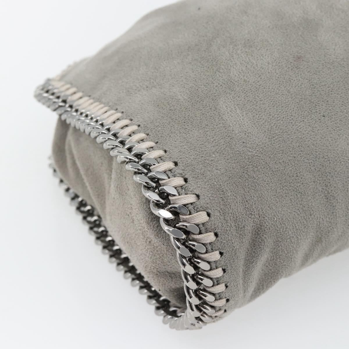 Stella McCartney Falabella Fold Over Shaggy Deer, Gray, Polyester, Shoulder Bag