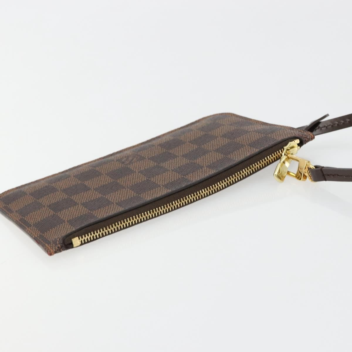 Louis Vuitton Neverfull Pochette Damier, Brown, Canvas, Clutch