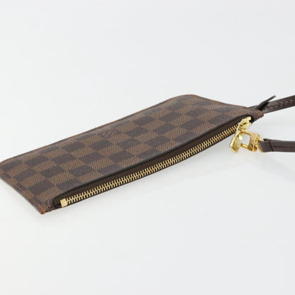 Louis Vuitton Neverfull Pochette Damier, Brown, Canvas, Clutch