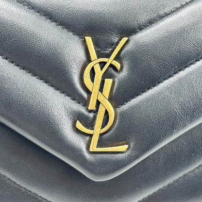 Saint Laurent Loulou Matelasse Chevron Leather, Black, Leather, Shoulder Bag