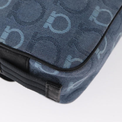 Salvatore Ferragamo Gancini Canvas, Navy, Canvas, Shoulder Bag