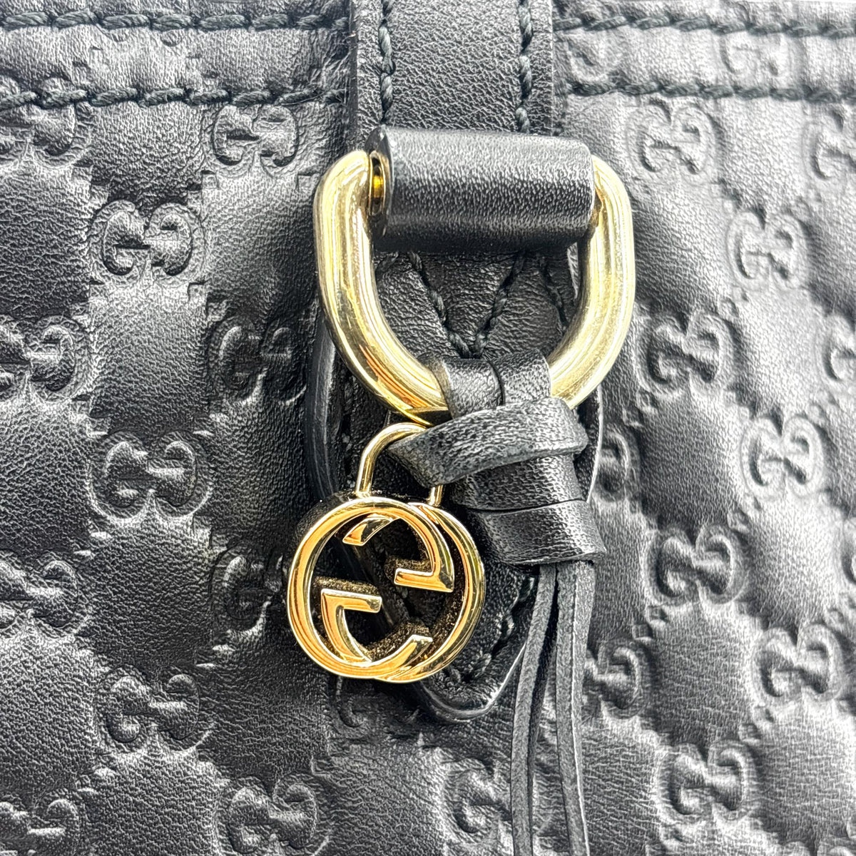 Gucci Bree Microguccissima Leather, Black, Leather, Tote Bag