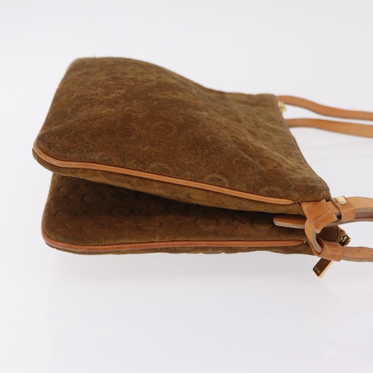 Celine C Macadam Shoulder Suede, Brown, Suede, Handbag